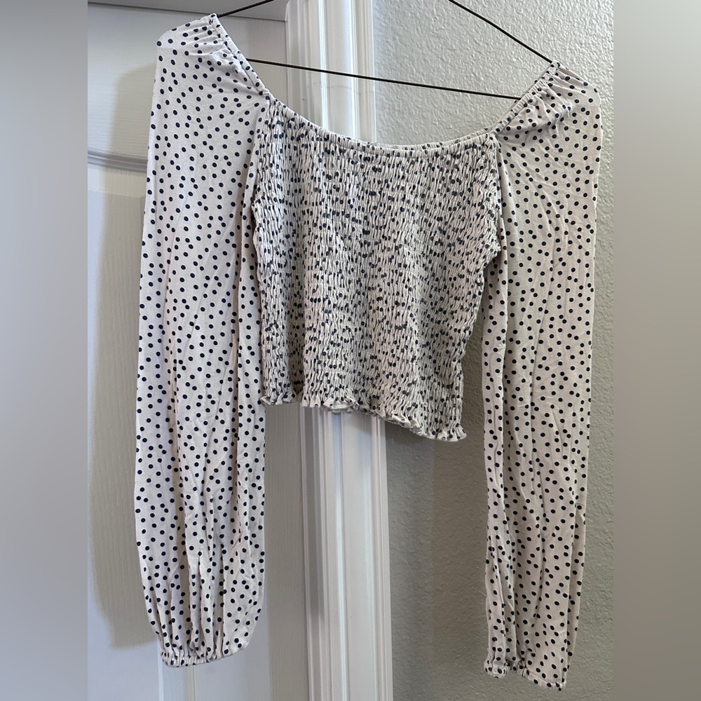 Gianni Bini Black and White Polka Dot Top